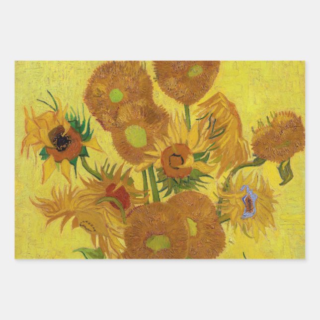 Vincent van Gogh - Vase with Fifteen Sunflowers Wrapping Paper Sheets (Front)