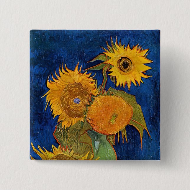Vincent van Gogh - Vase with Five Sunflowers Button (Front)