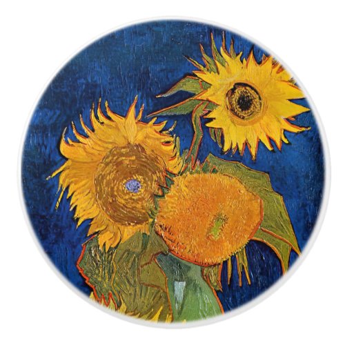 Vincent van Gogh _ Vase with Five Sunflowers Ceramic Knob