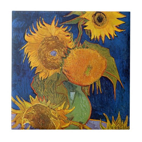 Vincent van Gogh _ Vase with Five Sunflowers Ceramic Tile