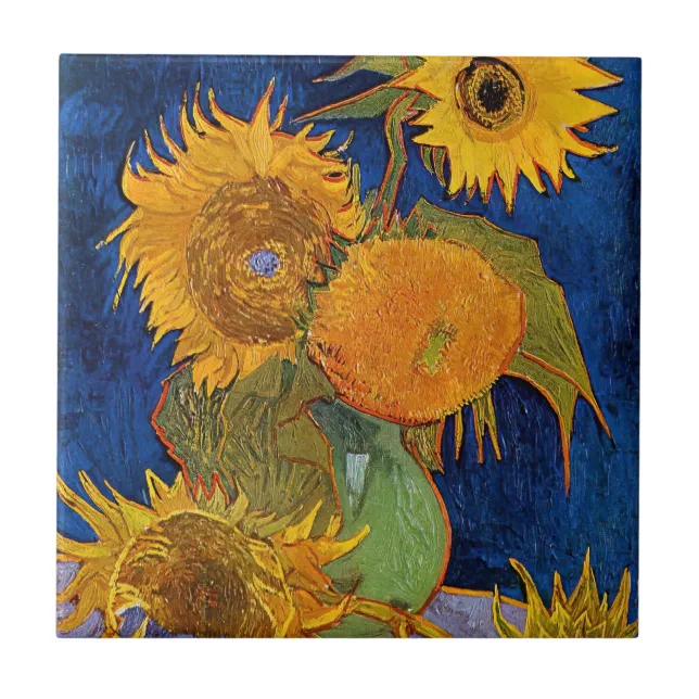 Vincent van Gogh Vase with Five Sunflowers Ceramic Tile Zazzle