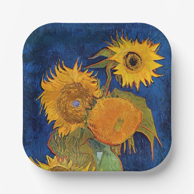 Vincent van Gogh - Vase with Five Sunflowers Paper Plates (Front)