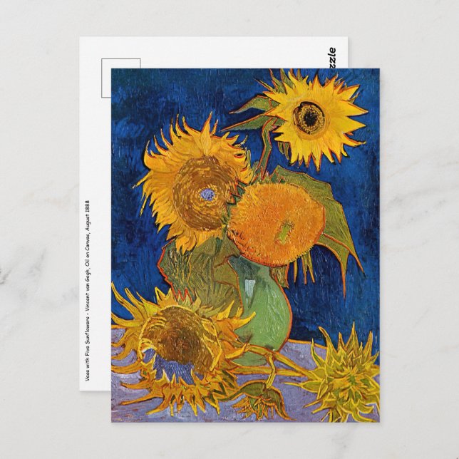 Vincent van Gogh - Vase with Five Sunflowers Postcard (Front/Back)