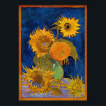 Vincent van Gogh - Vase with Five Sunflowers Poster<br><div class="desc">Vase with Five Sunflowers - Vincent van Gogh,  Oil on Canvas,  August 1888</div>