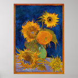 Vincent van Gogh - Vase with Five Sunflowers Poster<br><div class="desc">Vase with Five Sunflowers - Vincent van Gogh,  Oil on Canvas,  August 1888</div>