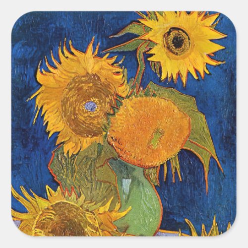Vincent van Gogh _ Vase with Five Sunflowers Square Sticker