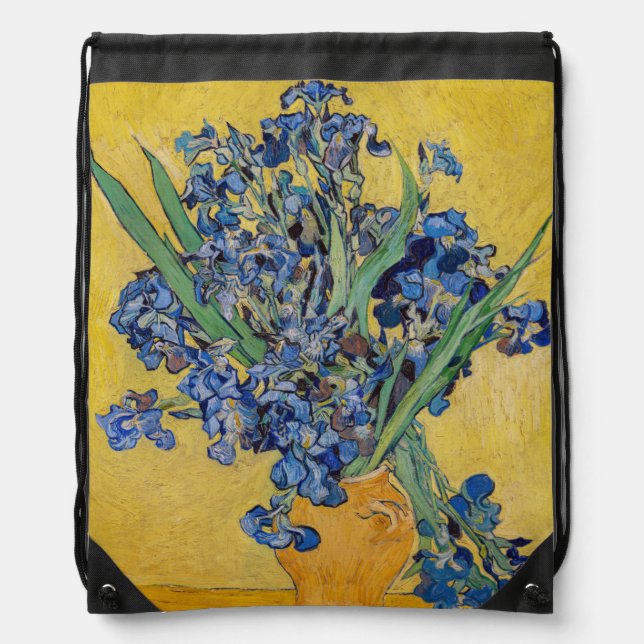 Vincent van Gogh - Vase with Irises Drawstring Bag (Front)