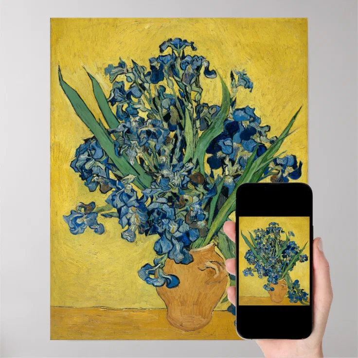 Vincent van Gogh Vase with Irises Floral GalleryHD Poster Zazzle