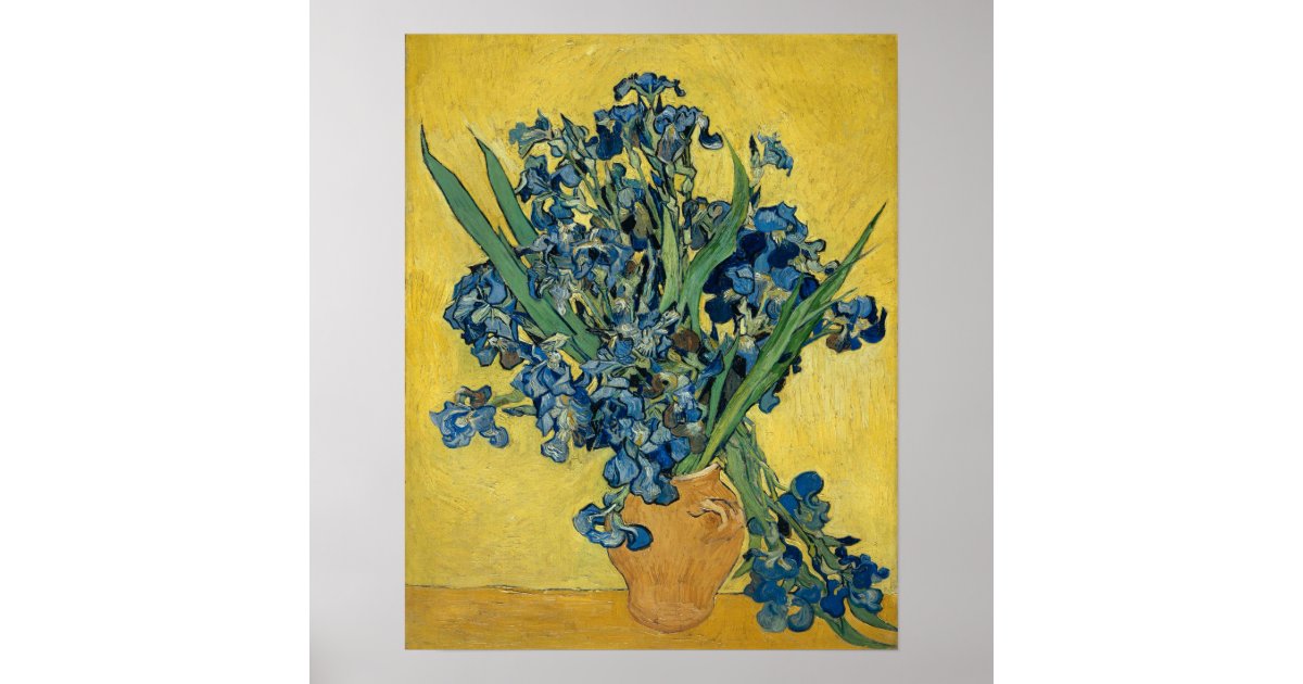 Vincent van Gogh Vase with Irises Floral GalleryHD Poster | Zazzle