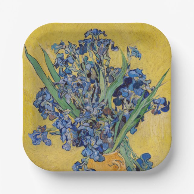 Vincent van Gogh - Vase with Irises Paper Plates (Front)