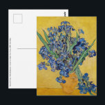 Vincent van Gogh - Vase with Irises Postcard<br><div class="desc">Vase with Irises,  Yellow Background - Vincent van Gogh,  Oil on Canvas,  1890,  Saint-Remy</div>