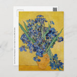 Vincent van Gogh - Vase with Irises Postcard<br><div class="desc">Vase with Irises,  Yellow Background - Vincent van Gogh,  Oil on Canvas,  1890,  Saint-Remy</div>