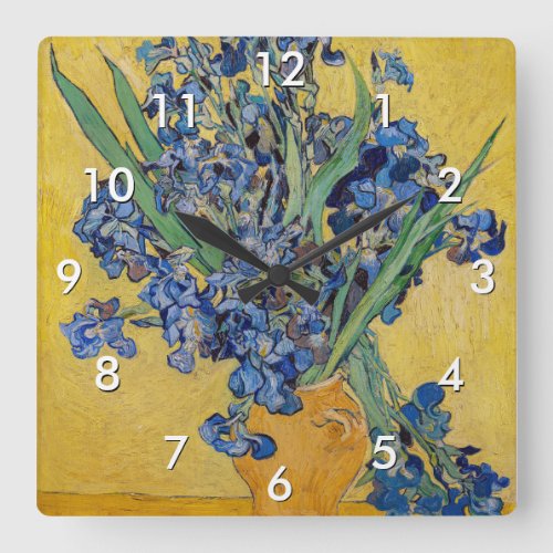 Vincent van Gogh _ Vase with Irises Square Wall Clock