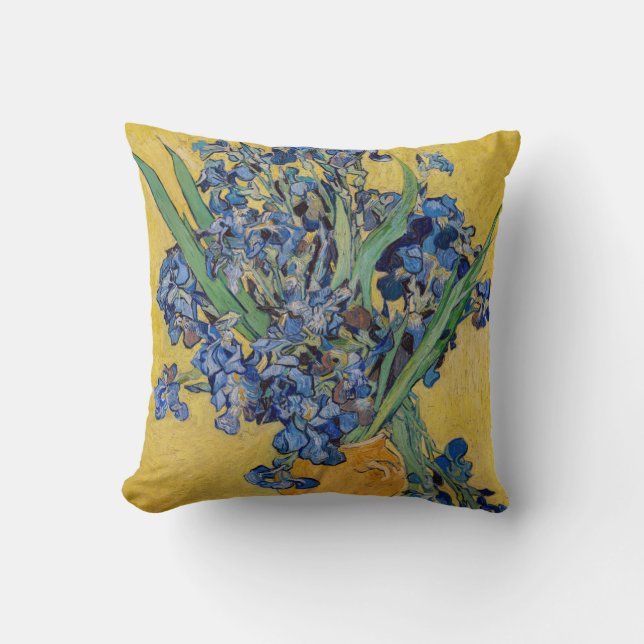 Vincent van Gogh - Vase with Irises Throw Pillow (Front)