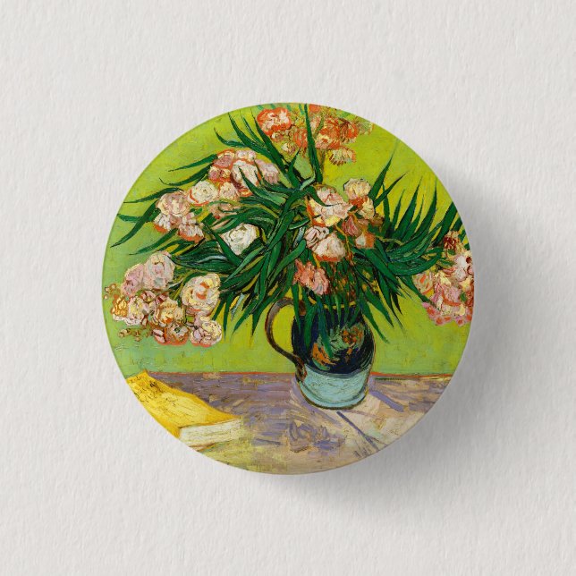 Vincent Van Gogh Vase With Oleanders And Books Button (Front)