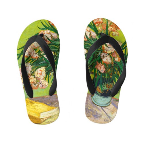 Vincent Van Gogh Vase With Oleanders And Books Kids Flip Flops