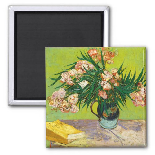 Vincent Van Gogh Vase With Oleanders And Books Magnet