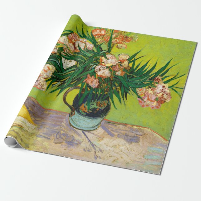 Vincent Van Gogh Vase With Oleanders And Books Wrapping Paper (Unrolled)