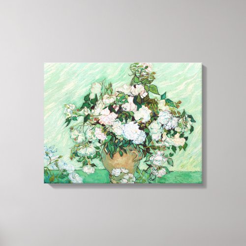 Vincent van Gogh Vase with Pink Roses Canvas Print