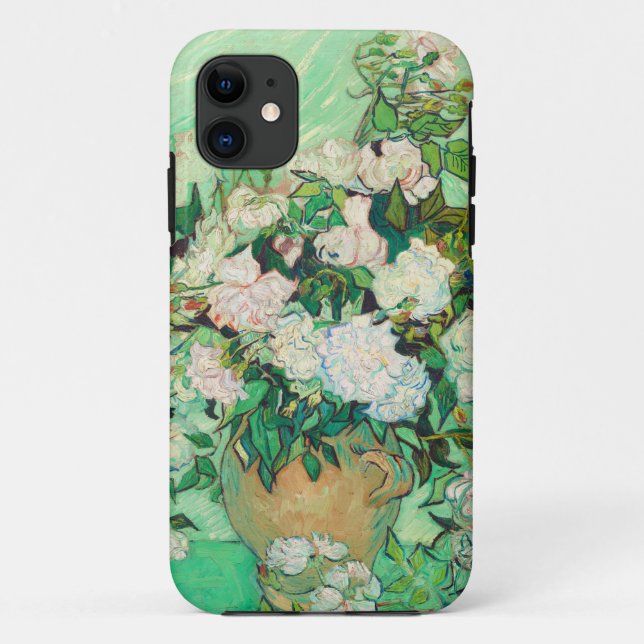 Vincent Van Gogh Vase with Pink Roses Fine Art Case-Mate iPhone Case (Back)