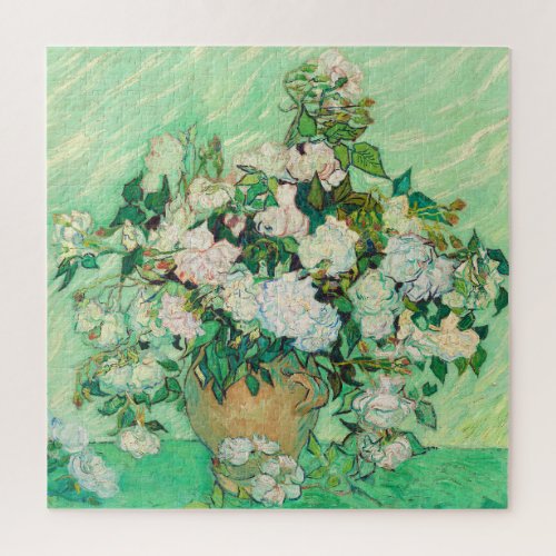 Vincent Van Gogh Vase with Pink Roses Fine Art Jigsaw Puzzle