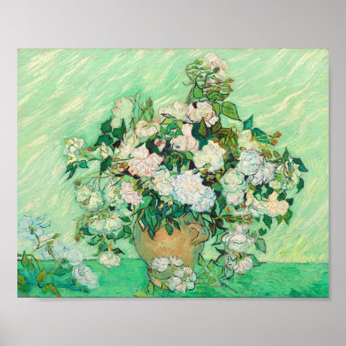 Vincent Van Gogh Vase with Pink Roses Fine Art Poster