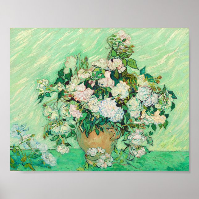 Vincent Van Gogh Vase with Pink Roses Fine Art Poster (Front)
