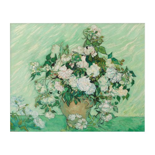 Vincent van Gogh Vase with Pink Roses GalleryHD Acrylic Print