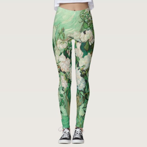 Vincent van Gogh Vase with Pink Roses GalleryHD Leggings