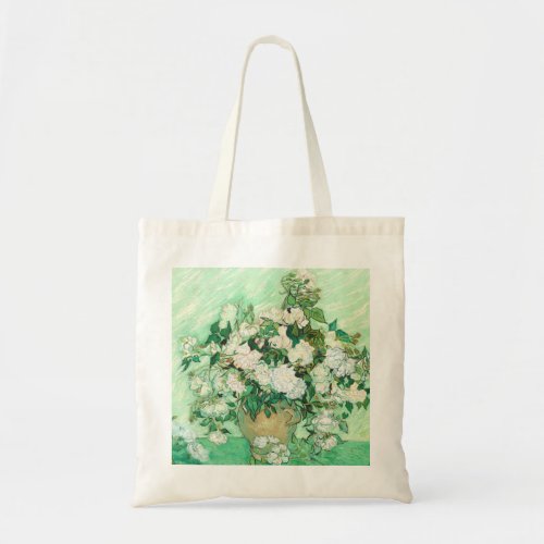 Vincent Van Gogh Vase With Pink Roses Tote Bag