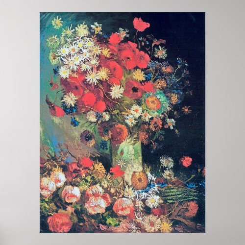Vincent Van Gogh _ Vase with Poppies Cornflowers Poster