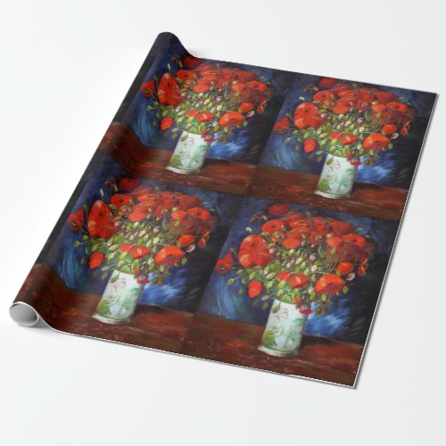 Vincent Van Gogh Vase with Red Poppies Fine Art Wrapping Paper
