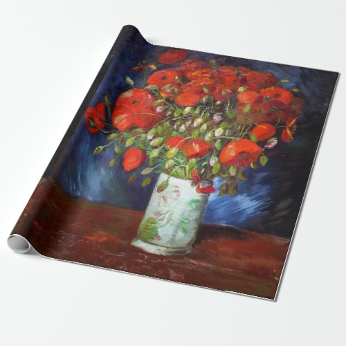 Vincent Van Gogh Vase with Red Poppies Fine Art Wrapping Paper