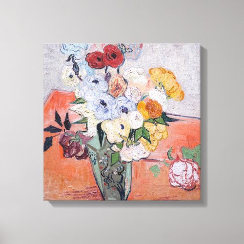 Vincent van Gogh _ Vase with Roses  Anemones Canvas Print