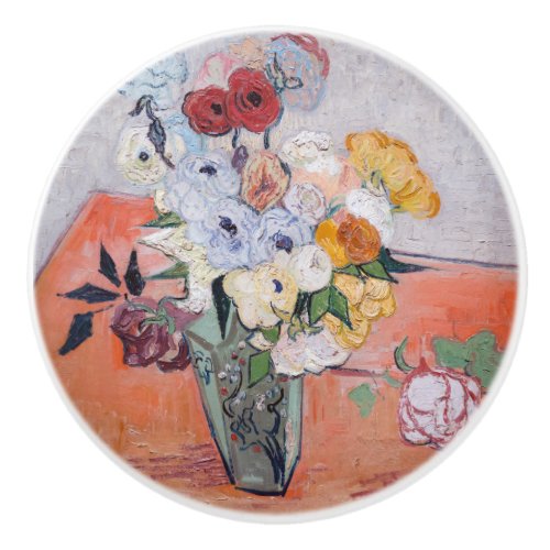 Vincent van Gogh _ Vase with Roses  Anemones Ceramic Knob