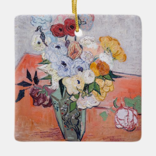 Vincent van Gogh _ Vase with Roses  Anemones Ceramic Ornament