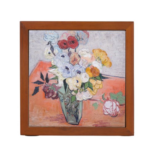 Vincent van Gogh _ Vase with Roses  Anemones Desk Organizer