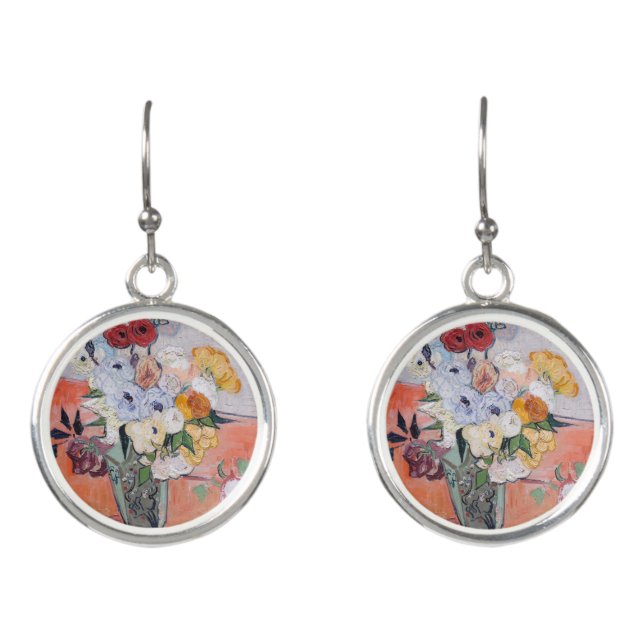 Vincent van Gogh - Vase with Roses & Anemones Earrings (Front)