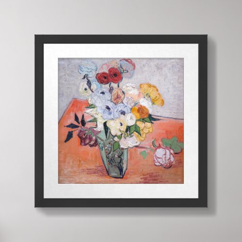 Vincent van Gogh _ Vase with Roses  Anemones Framed Art