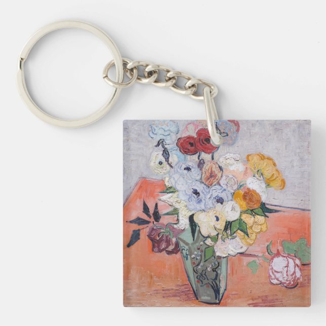 Vincent van Gogh - Vase with Roses & Anemones Keychain (Front)