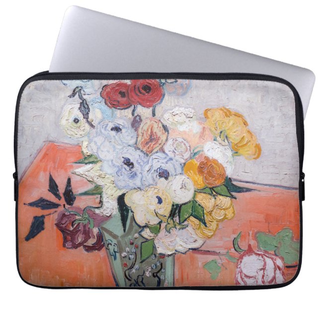 Vincent van Gogh - Vase with Roses & Anemones Laptop Sleeve (Front)