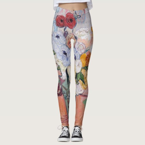 Vincent van Gogh _ Vase with Roses  Anemones Leggings