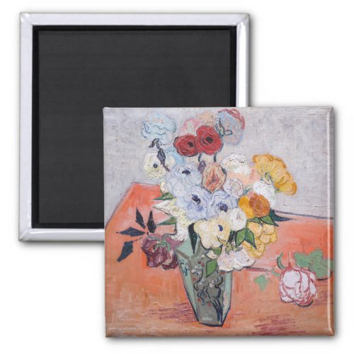 Vincent van Gogh _ Vase with Roses  Anemones Magnet