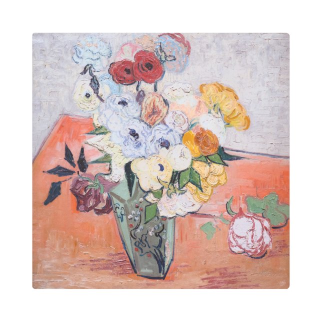 Vincent van Gogh - Vase with Roses & Anemones Metal Print (Front)