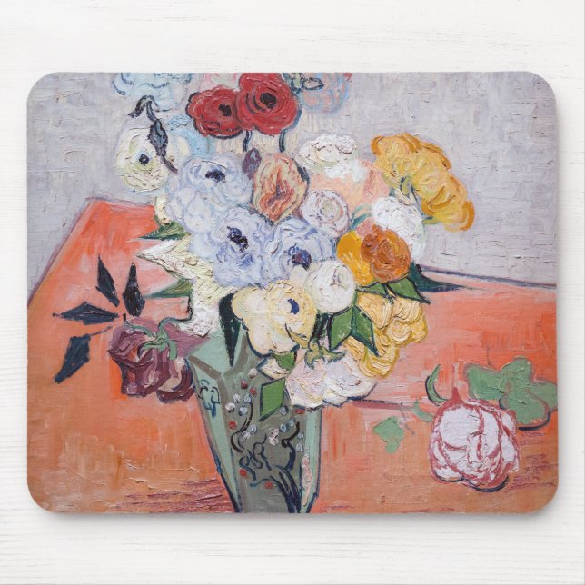 Vincent van Gogh - Vase with Roses & Anemones Mouse Pad (Front)