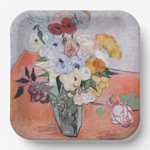 Vincent van Gogh _ Vase with Roses  Anemones Paper Plates