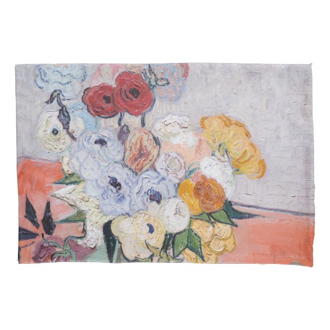 Vincent van Gogh - Vase with Roses & Anemones Pillow Case (Front)