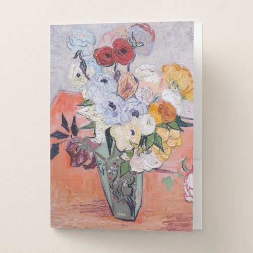 Vincent van Gogh _ Vase with Roses  Anemones Pocket Folder