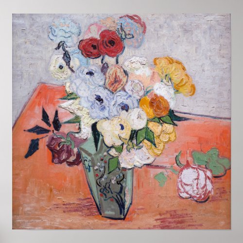 Vincent van Gogh _ Vase with Roses  Anemones Poster