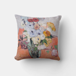 Vincent van Gogh - Vase with Roses & Anemones Throw Pillow